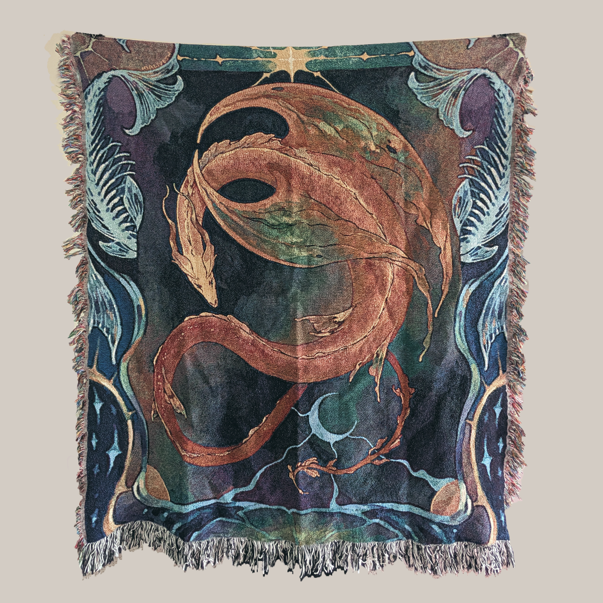 lake dragon serpent fish stars lily