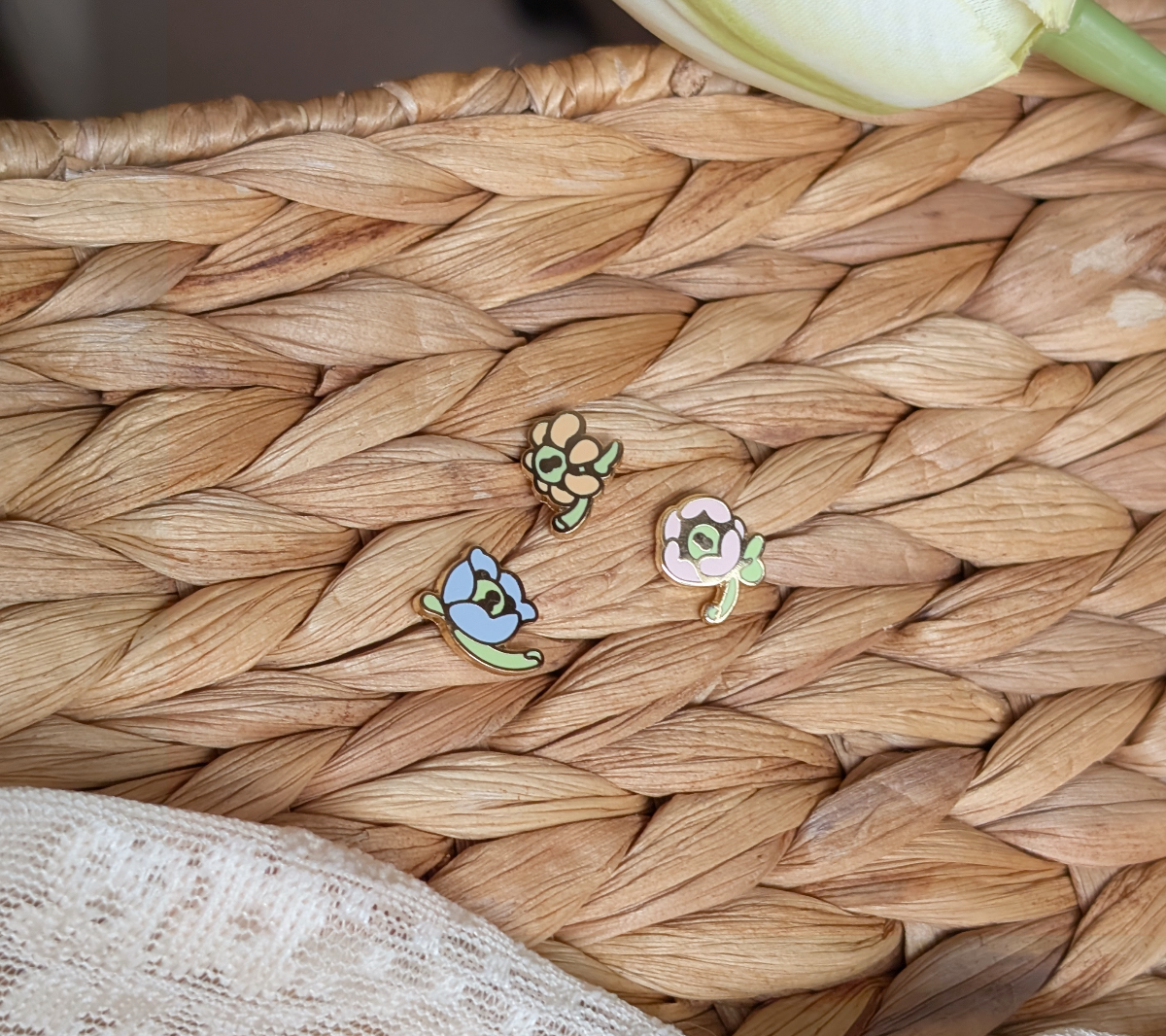 Fairy Flowers Enamel Filler Pin Set