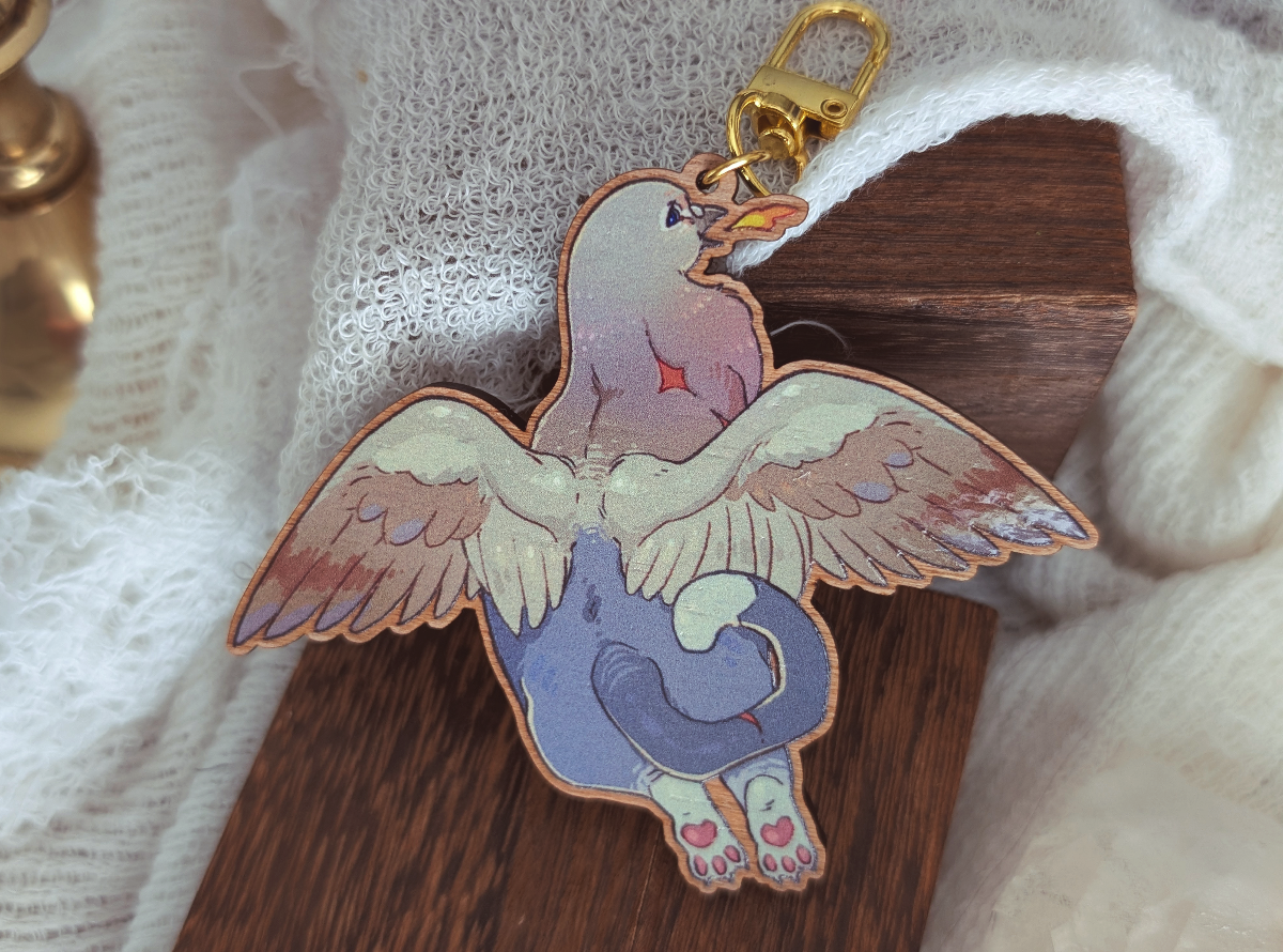 Pigeon Griffon Wood Charm